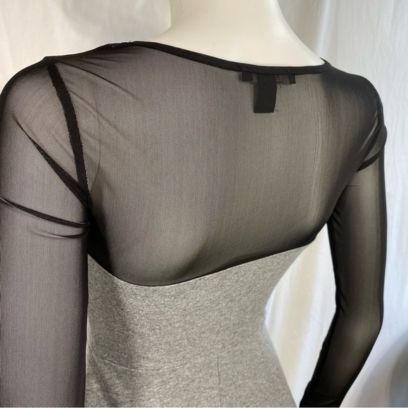 Forever 21 Gray Skater Dress w/ Black Mesh Long Sleeves - Picture 5 of 6